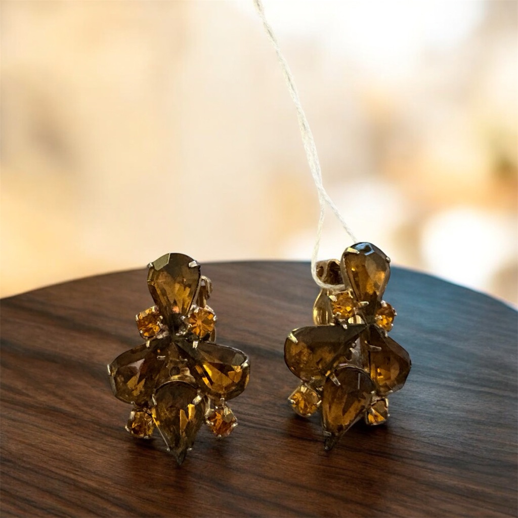 Vintage Weiss Amber Clip Earrings 28$